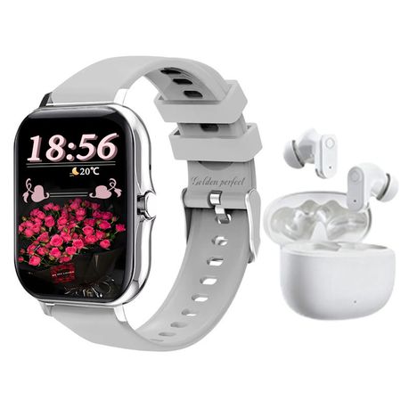 Golden Perfect Women's Smartwatch & Earbuds 1.83" Dual-Strap Gift for Her Image
