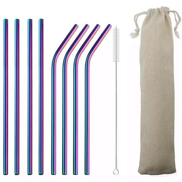 Stainless Steel Multi Coloured Reusable Straws Eco Friendly +Pipe Set Of 32