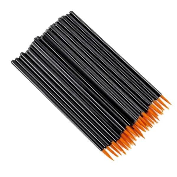 100Pcs Beauty Makeup Eyeliner Brushes With Cap Yellow