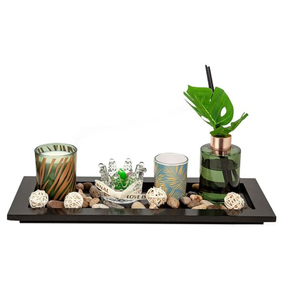 Jasmine Scented Candle and Diffuser Home Bath Gift Set With Tray