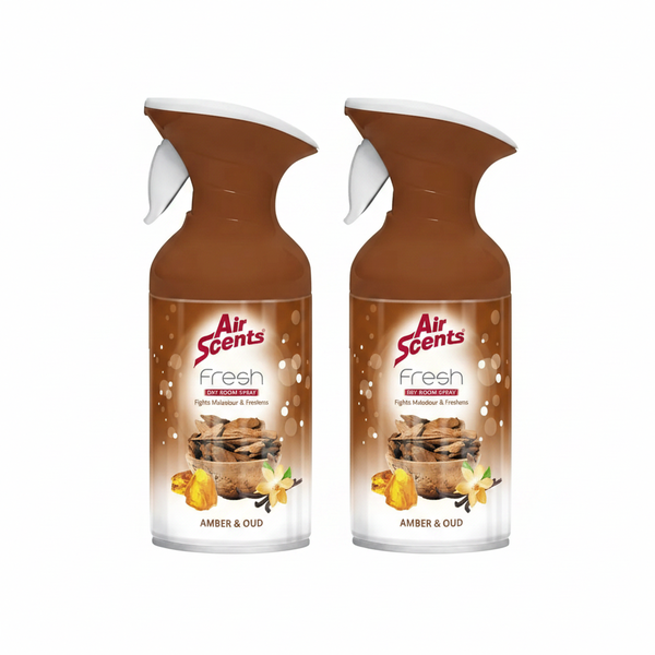 Air Scents Fresh Dry Room Spray 250ml Amber and Oud Scent - 2 Pack