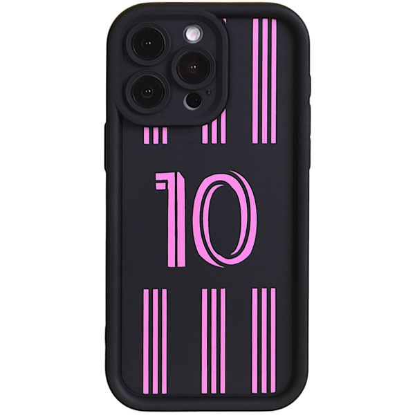 Phone Case with Messi's Number Print for iPhone 15 Pro Max - Black