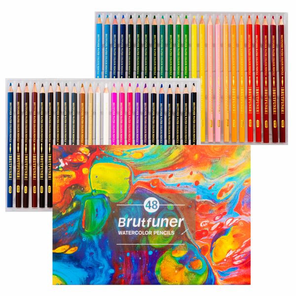 BRUTFUNER 48pc Premium WaterColour Pencil Set