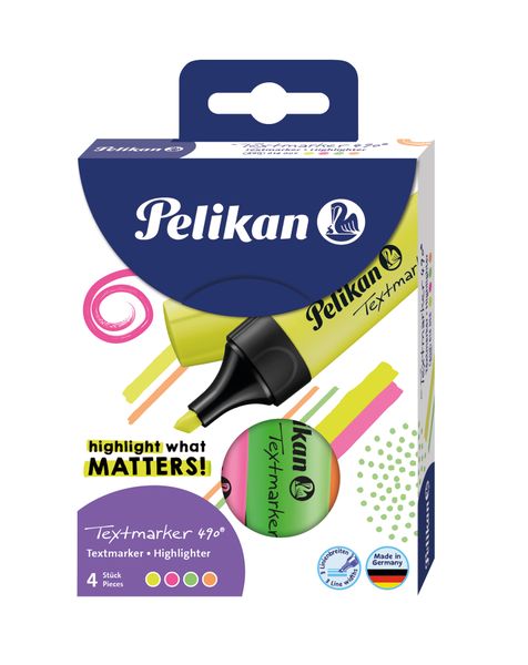 Pelikan Textmarker 490 , 4 assort. Neon colours
