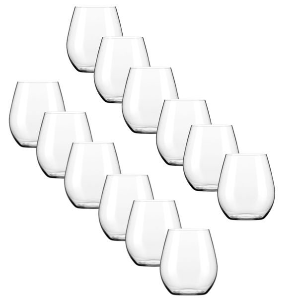 Multifunctional Stemless Wine Glass Tumblers - Set of 12 (475ml)