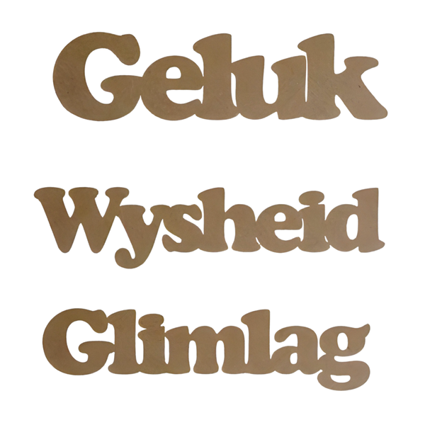 Big Wood Cooper Black Words Combo - Geluk, Wysheid, Glimlag