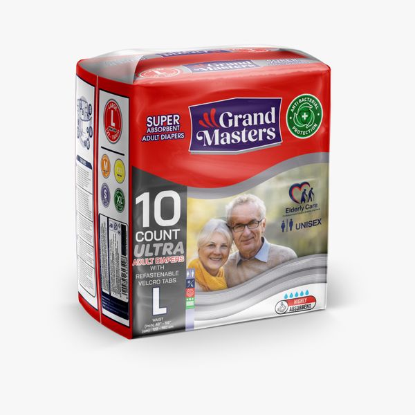 Grand Masters Super Absorbent Adult Diapers - Size Large