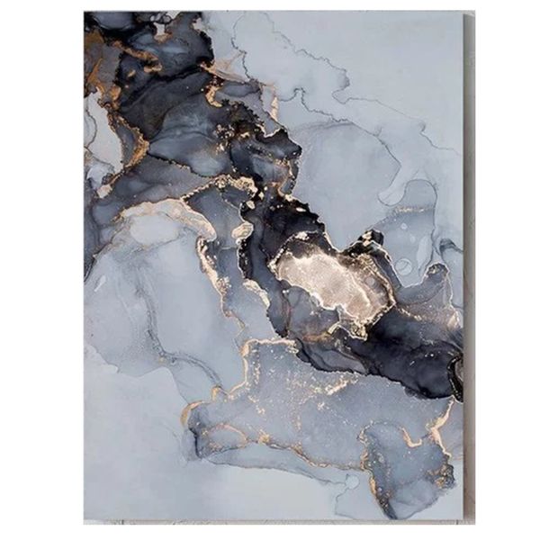 Captivating Grey, Yellow Cotton Canvas cm Abstract Wall Art