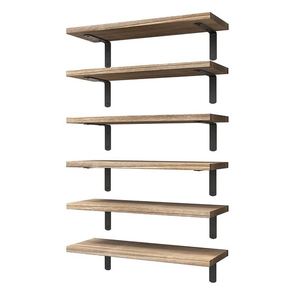 Wood Floating Shelves Set of 6 for Wall &amp; Storage Shelves
