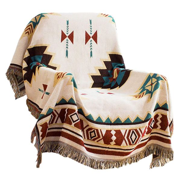 Home Decor Geometric Pattern Rug With Tassels for Sofa Bed Outdoor Throw