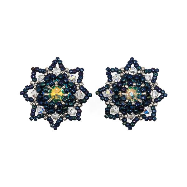 Statement Earrings Swarovski Elements Crystal AB and Blue