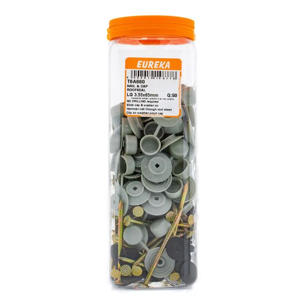EUREKA Roof Nail with EVA Bonded Washer &amp; Nylon Cap 3.55x65mm Q:50 T6A660