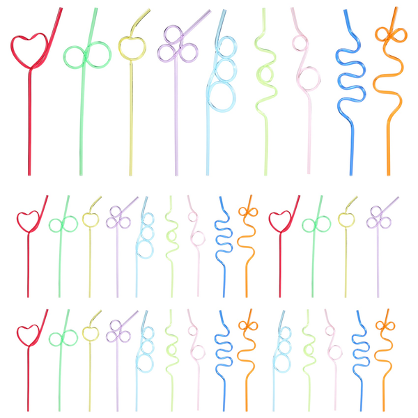 Children'S Curly Party Straws Curling Novel Straws 36 Pieces
