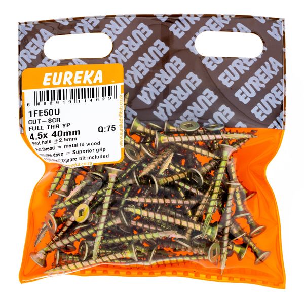 EUREKA Cut-Screw Full Thread 4.5 x 40mm Q:75 1FE50U