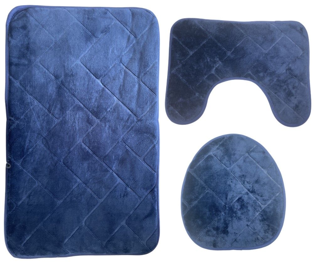 MXM™ Stylish NonSlip Comfy Bathroom Mats Set Rectangular 3 Piece