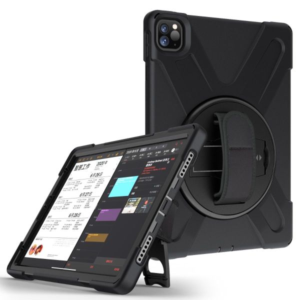 TUFF-LUV Armour Jack Rugged Case (Stand, Shoulder &amp; Hand Strap) for Apple iPad Pro 12.9" 2020/2021/2022/2023 - Black (only works on the new