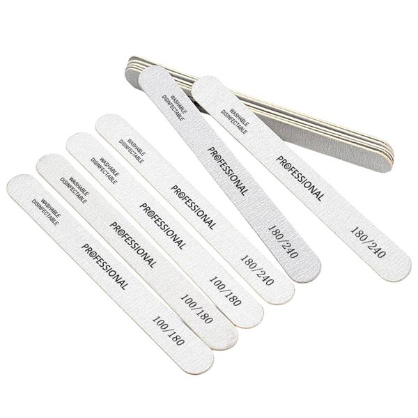 10-Piece Dual-Grit Assorted Professional Nail Files - Grey