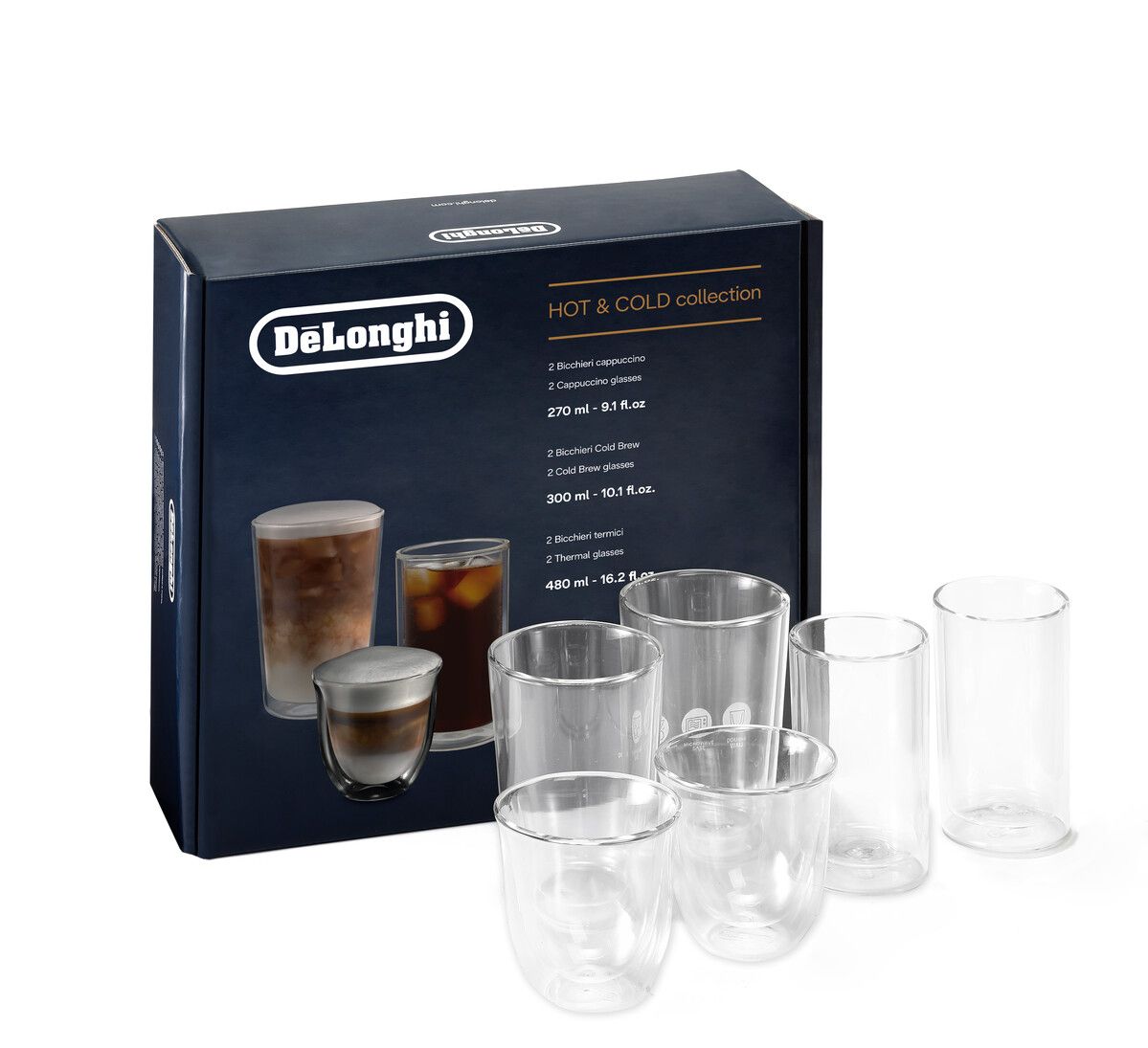 Delonghi - Hot & Cold Coffee Glasses Set of 6 - DLSC326