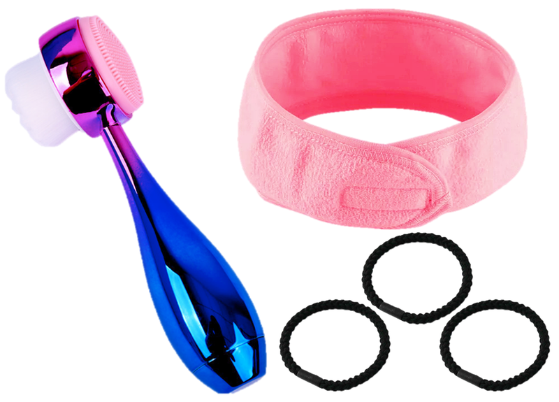 Premium Double-Side Facial Cleansing Brushes &amp; Headband Set