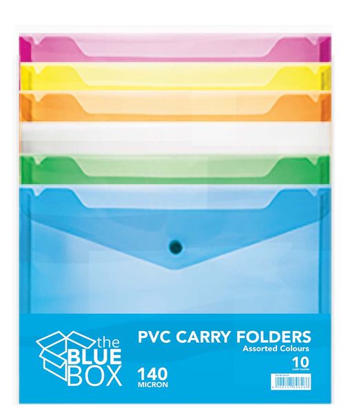 Blue Box A4 Carry Folders Assorted Colours - Pack of 10
