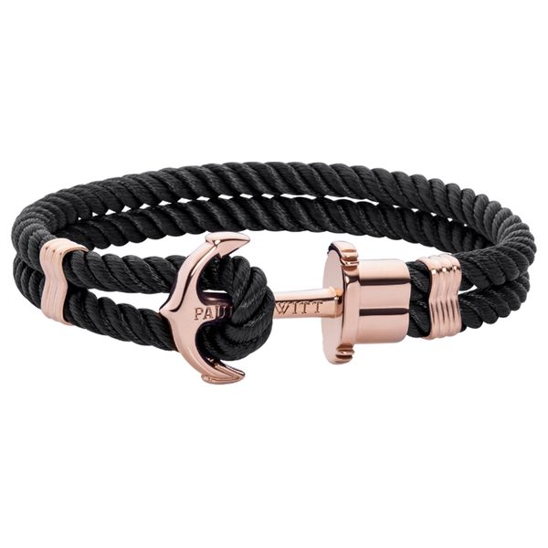 Paul Hewitt Women Phrep Anchor Bracelet Black Polyester Rose Gold Plated