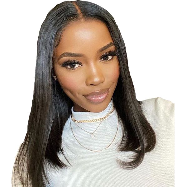 Virgin Human Hair - Brazilian Glueless Full Frontal Straight Wig - 16inch
