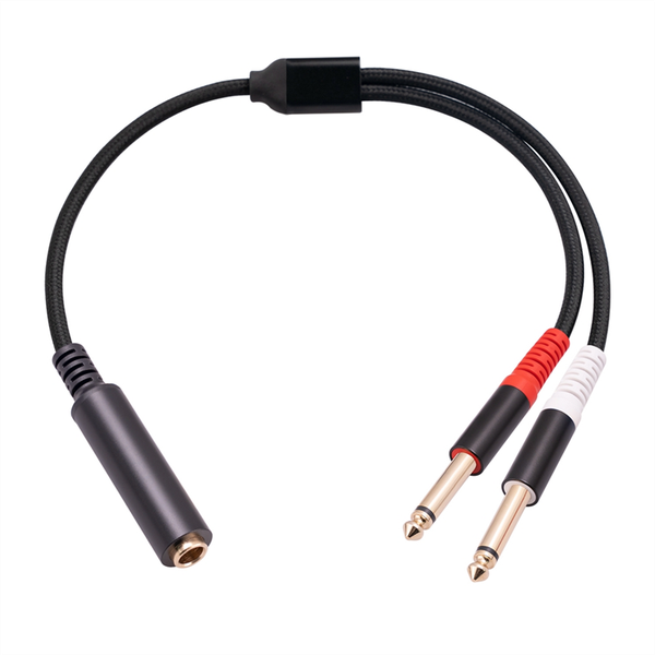 1Pcs 6.35mm 1/4 Inch Stereo TRS Female to 2 Dual 6.35mm Adapter Cable