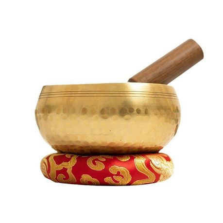 8cm Brass Sound Bowl with Cushion for Meditation - Gold Image