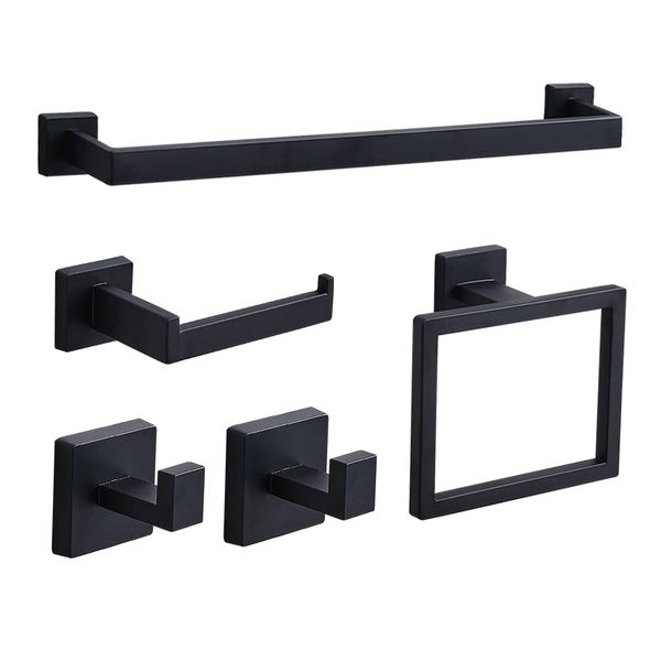 Square towel rack set, stainless steel towel ring, shelf, paper holder