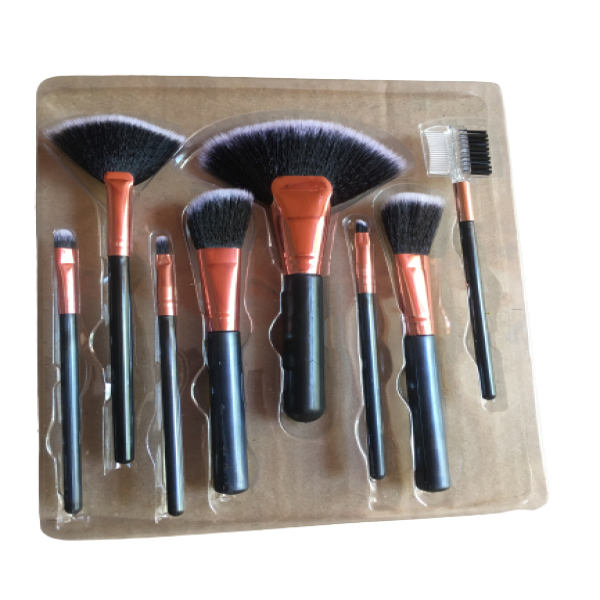 Black Make Up Brushes- 8 Pieces