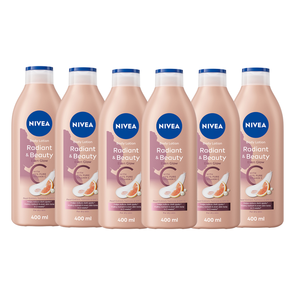 NIVEA Radiant &amp; Beauty Even Glow Body Lotion with 95% Pure Vit C, 6x400ml