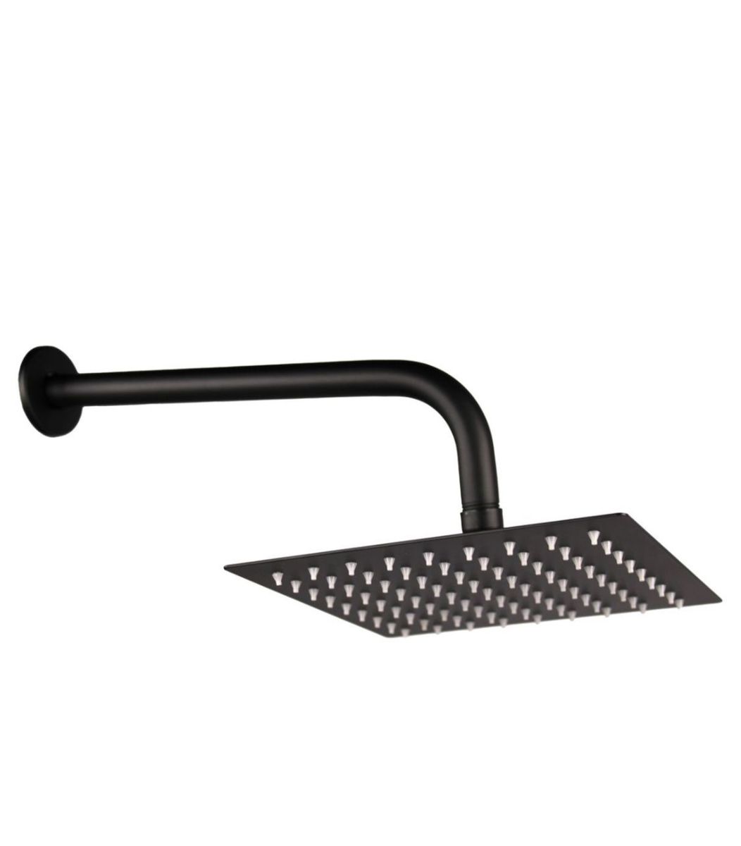 20cm Showerhead Square and 30cm Shower Arm Black