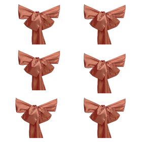 Decor Wedding Occasion Chair Bow Back Knot Tie Ribbon Set Of 6