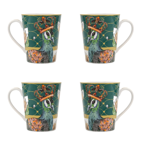 Jenna Clifford - Peacock Green Coffee Mug in Gift Box Set of 4