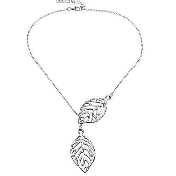 Silver Clavicle Leaf Pendant Necklace image