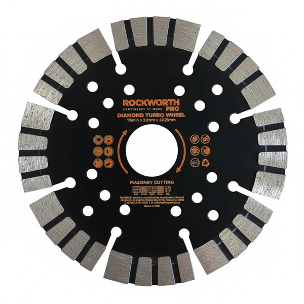 Rockworth 115mm Diamond Turbo Cutting Wheel for Angle Grinders