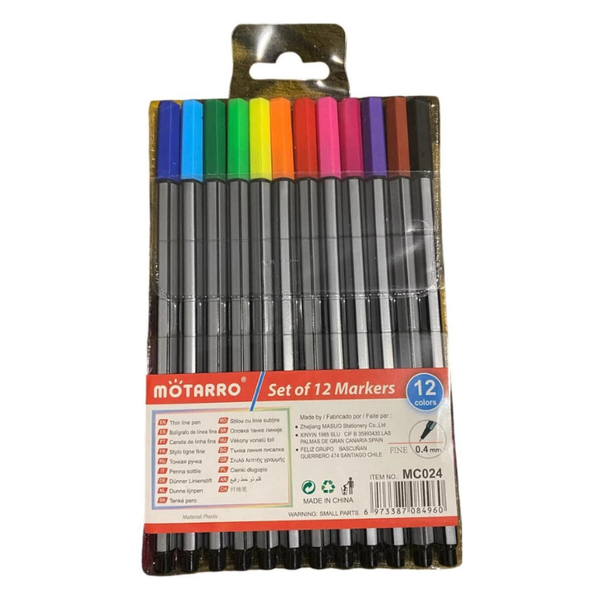 12 Pack Fineliner Markers