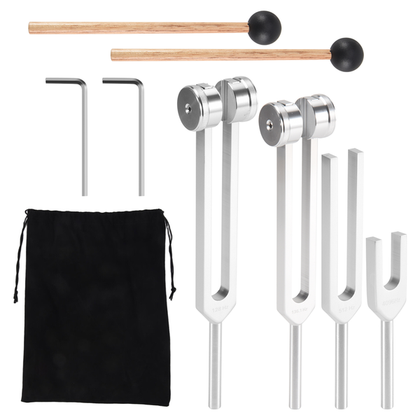 Tuning Fork Set (128Hz, 136.1Hz, 512Hz,4096Hz) of Tuning Forks with Reflex
