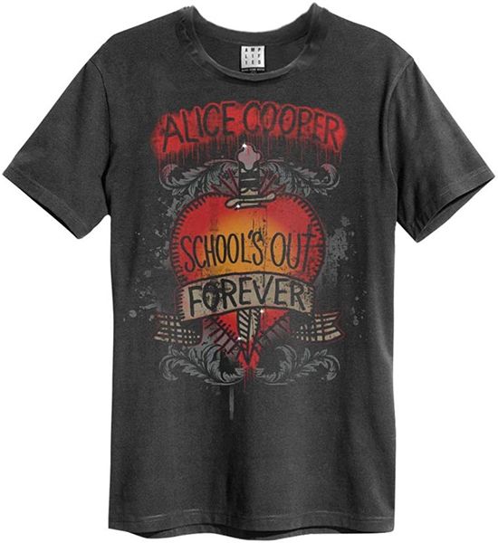 Alice Cooper School's Out Amplified Vintage Charcoal Small T Shirt