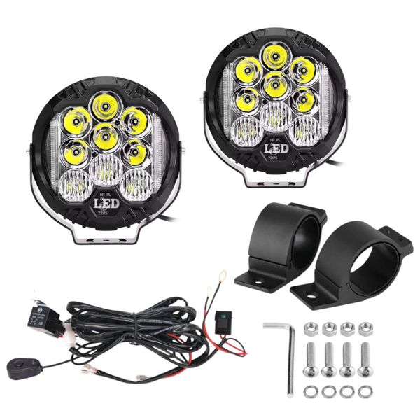45W LED Spotlight Kit with Brackets &amp; Wiring Harness | 15000LM | 6000K