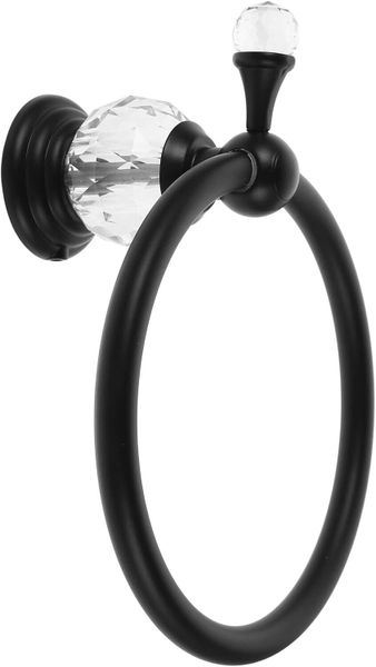 Elegant Wall-Mounted Towel Ring - Black Finish Bathroom and Kitchen Holder
