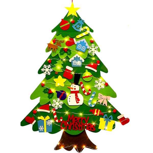 Lighted Felt Christmas Tree Set Montessori 32 Felt Ornaments for Toddlers