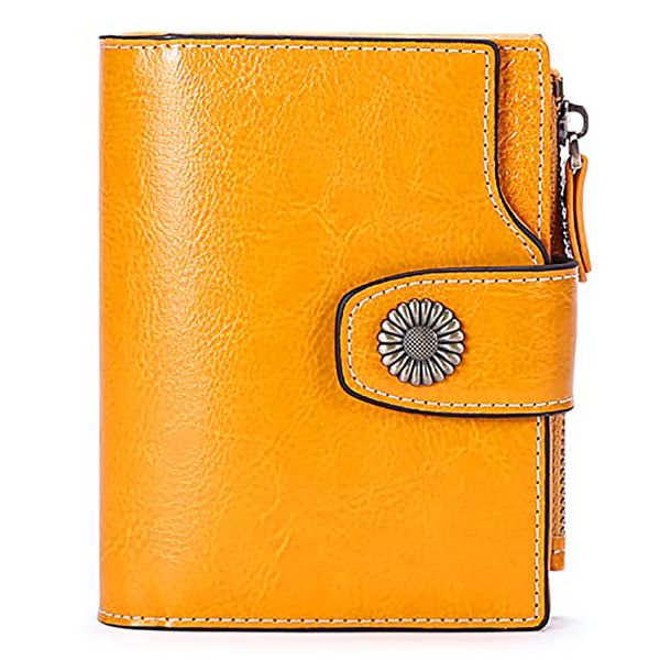 Small Women Wallet Genuine Leather RFID Blocking Bifold Small Purse