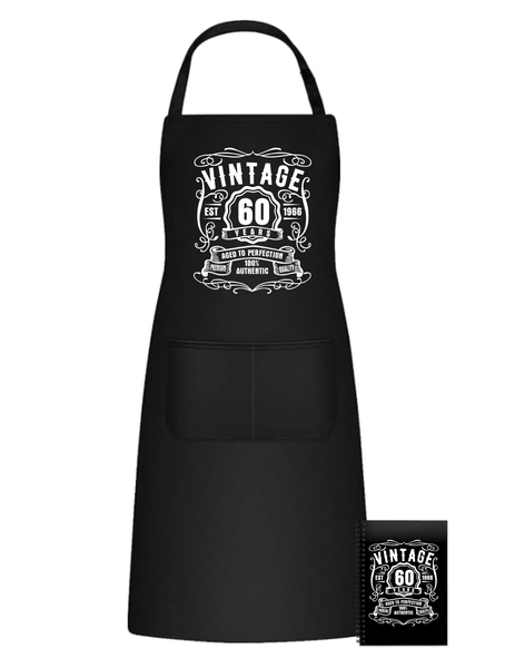 Vintage 60 Years Est 1966 Fun Kitchen Braai Apron Birthday Gift Idea
