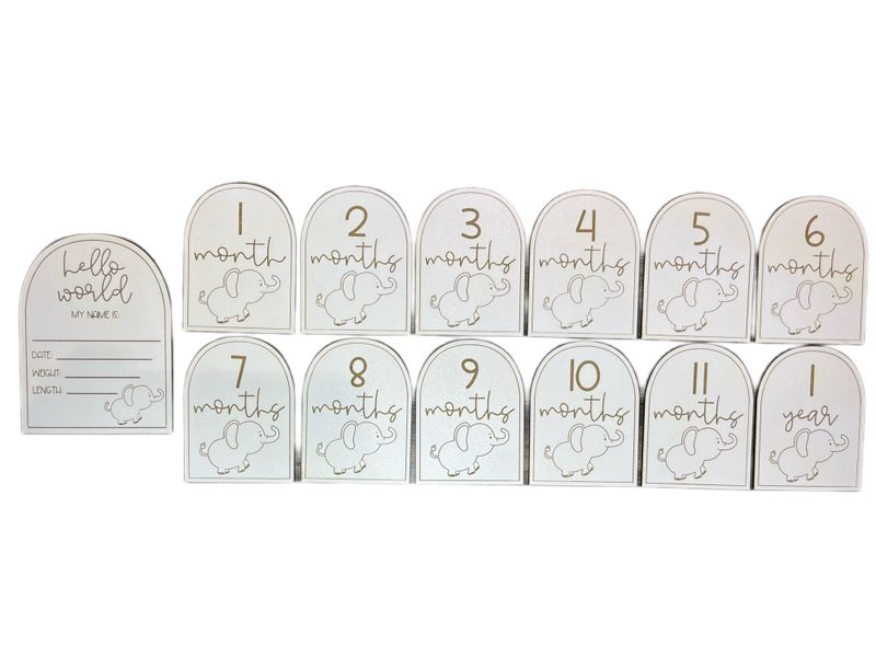 Elephant Ellie Milestone Cards and For Baby Nursery Baby Shower Gift