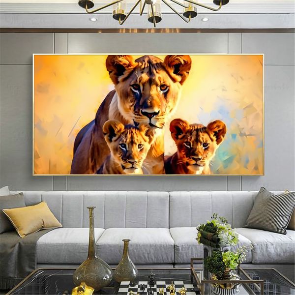 Canvas Wall Decor - Lioness and Cubs - 0479