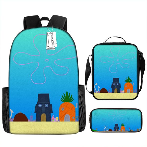 3-Piece School Backpack for Kids - Bag, Lunch Box &amp; Pencil Case SpongeBob