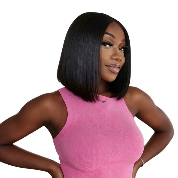 Joedir Natural Black Glueless 13x4 Frontal Transparent Lace Short Bob Wig