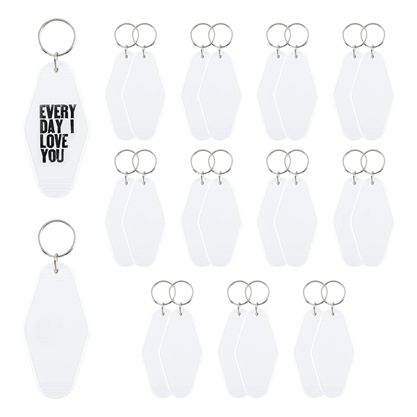 24 Pack Motel Hotel Keychain Blank Vintage Key Tag
