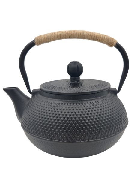 Cast Iron Teapot-Black With Rope Handle 600ml-The Cildan Tea Merchant
